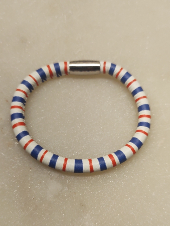 Brighton Jewelry - Brighton Woodstock Charm Bracelet White/Blue/Red Stripes Genuine Leather